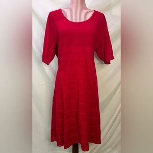 NWT $90 Red Plus Size Ribbed Bandage Classic A-Line Midi Dress Size 18 / 20